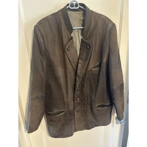 Vintage NEW FAST Sheepskin Leather Jacket Mens 54 Brown Distressed XL